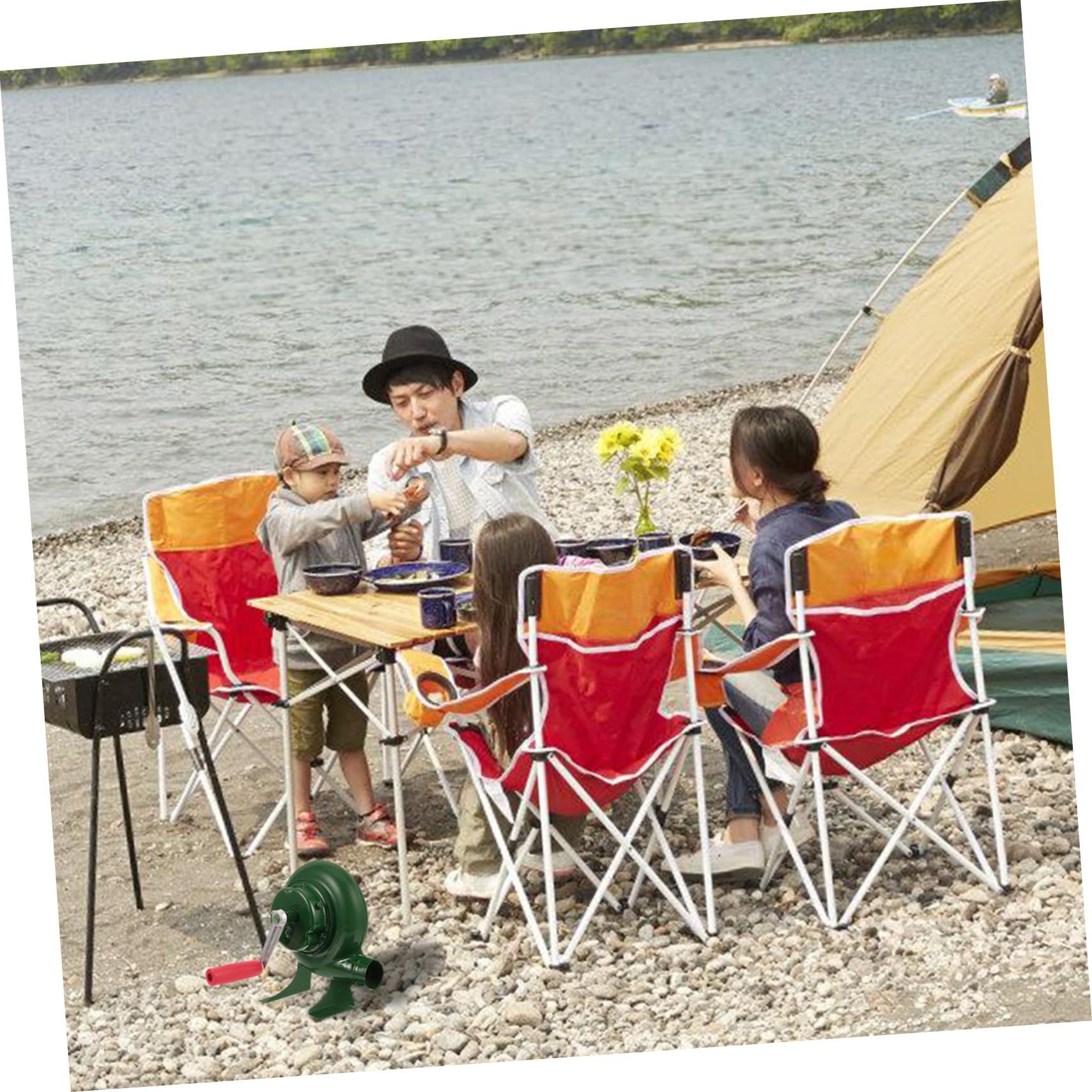 Soffietto Manuale per Barbecue in Ferro Portatile per Stufa Esterno Accessorio per Fuoco Campeggio e Giardino
