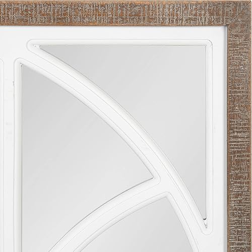 Miniatura 3 de Kate and Laurel Gothard - Espejo alto enmarcado, 19 x 47, marrón rústico y blanco, decoración de pared con revestimiento de arco gótico de ventana