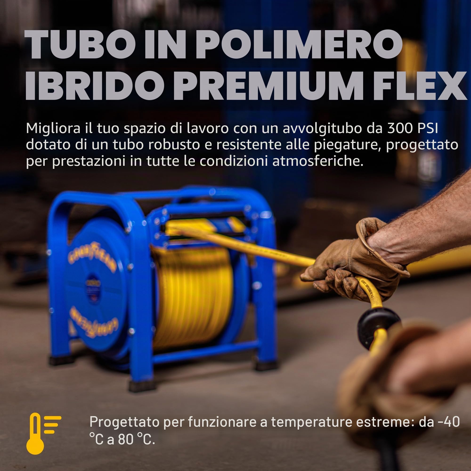 Goodyear elite heavy duty pro primavera driven acciaio retrattile rotolone (3/8 in. x 100 ft.), con 2 anni di garanzia