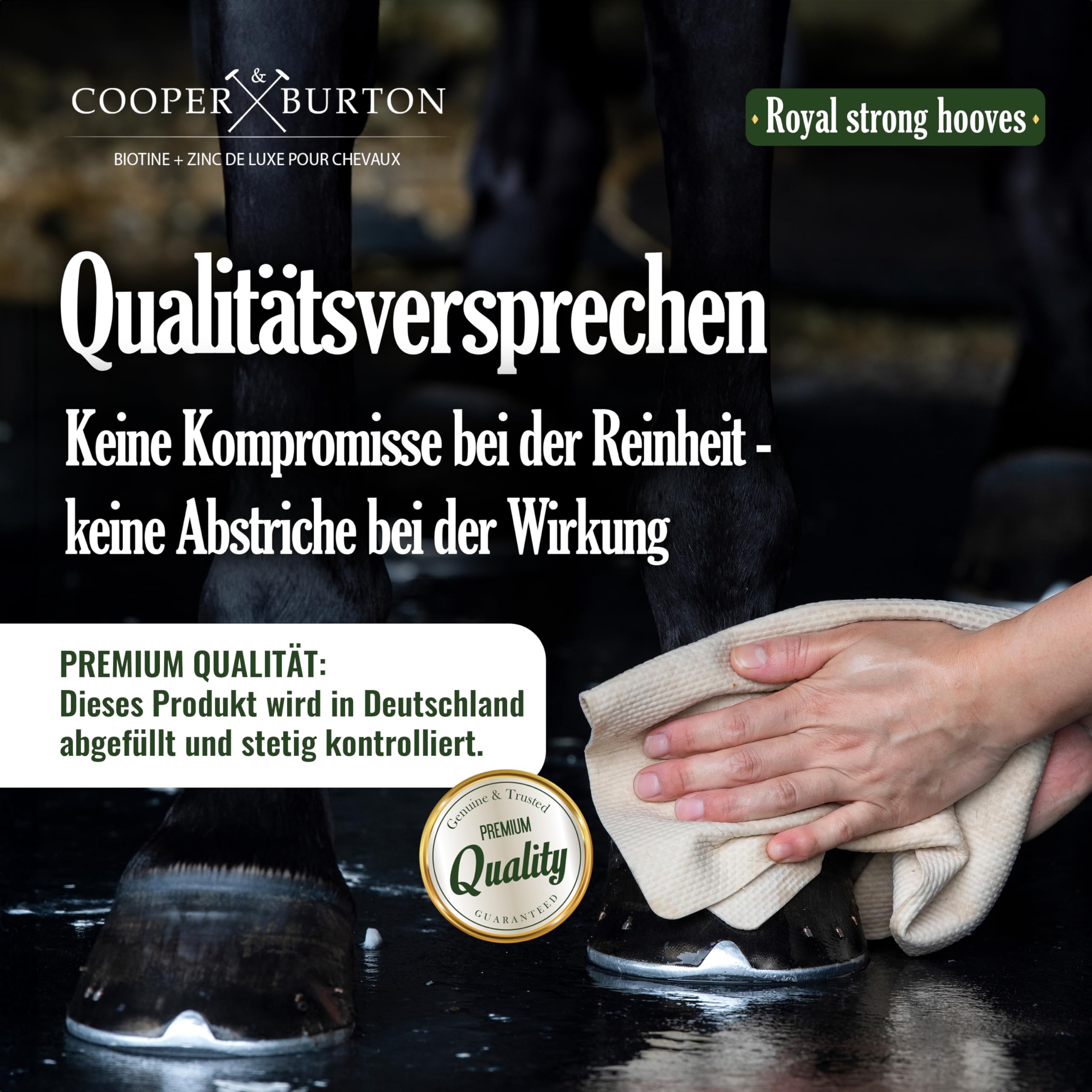 COOPER & BURTON Biotin Zink Pro Huf Complex 750 g – Hochdosierte Rundum-Versorgung für Pferde & Ponys- Premium Pulver für Hufe, Haut, glänzendes Fell & Immunabwehr - bei Mauke, Hufproblemen