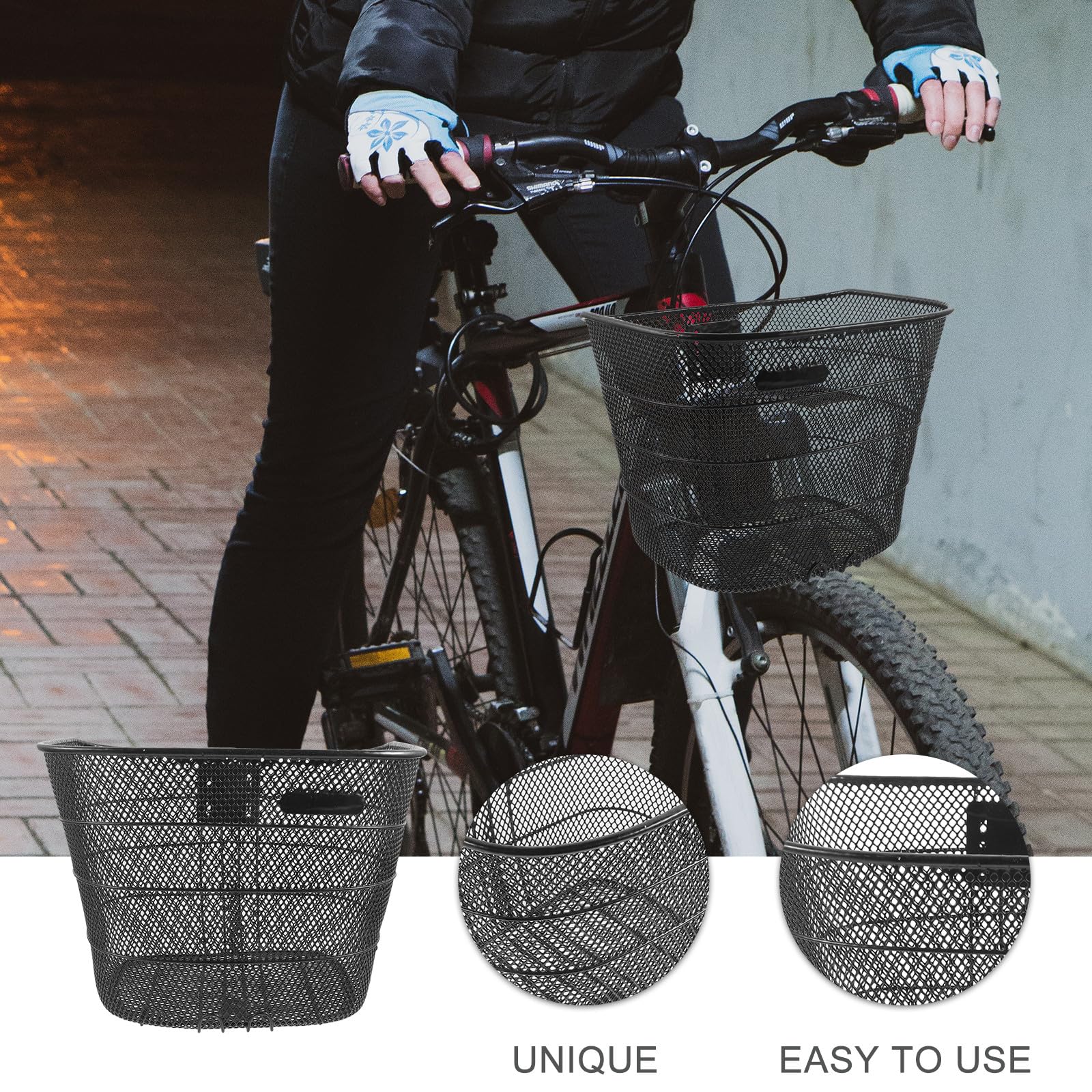 Didiseaon Cesta Metálica Desmontable para Bicicleta con Gran Capacidad y Estructura Reforzada Resistente y Práctica para Almacenamiento Trasero y Manillar para Uso Diario y Transporte de