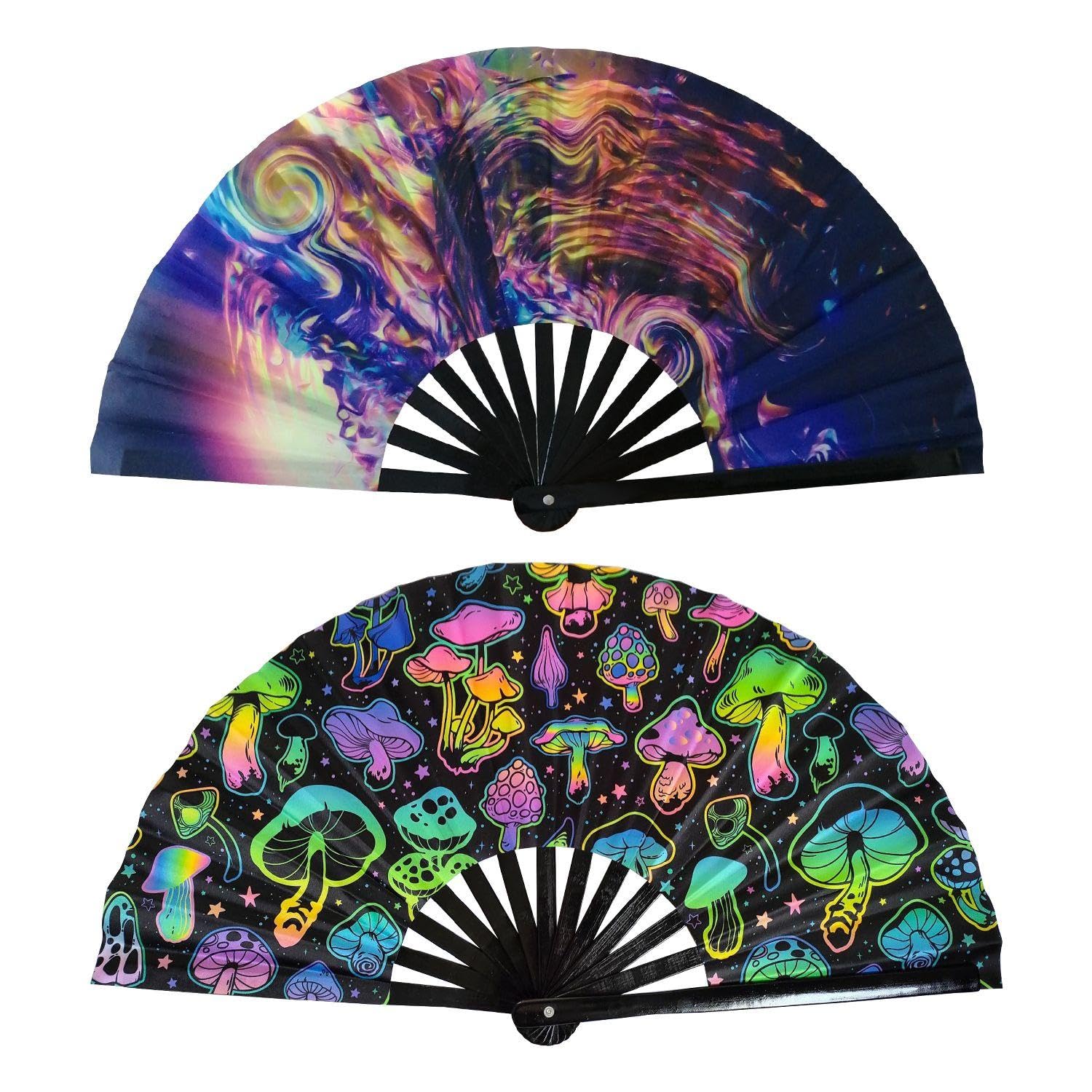 Éventail Pliant Arc-En-Ciel, Éventail Pliant De Carnaval, Ventilateur De Carnaval, Purificateur D'air, 2 Pièces, 33 X 64 Cm, Multicolore