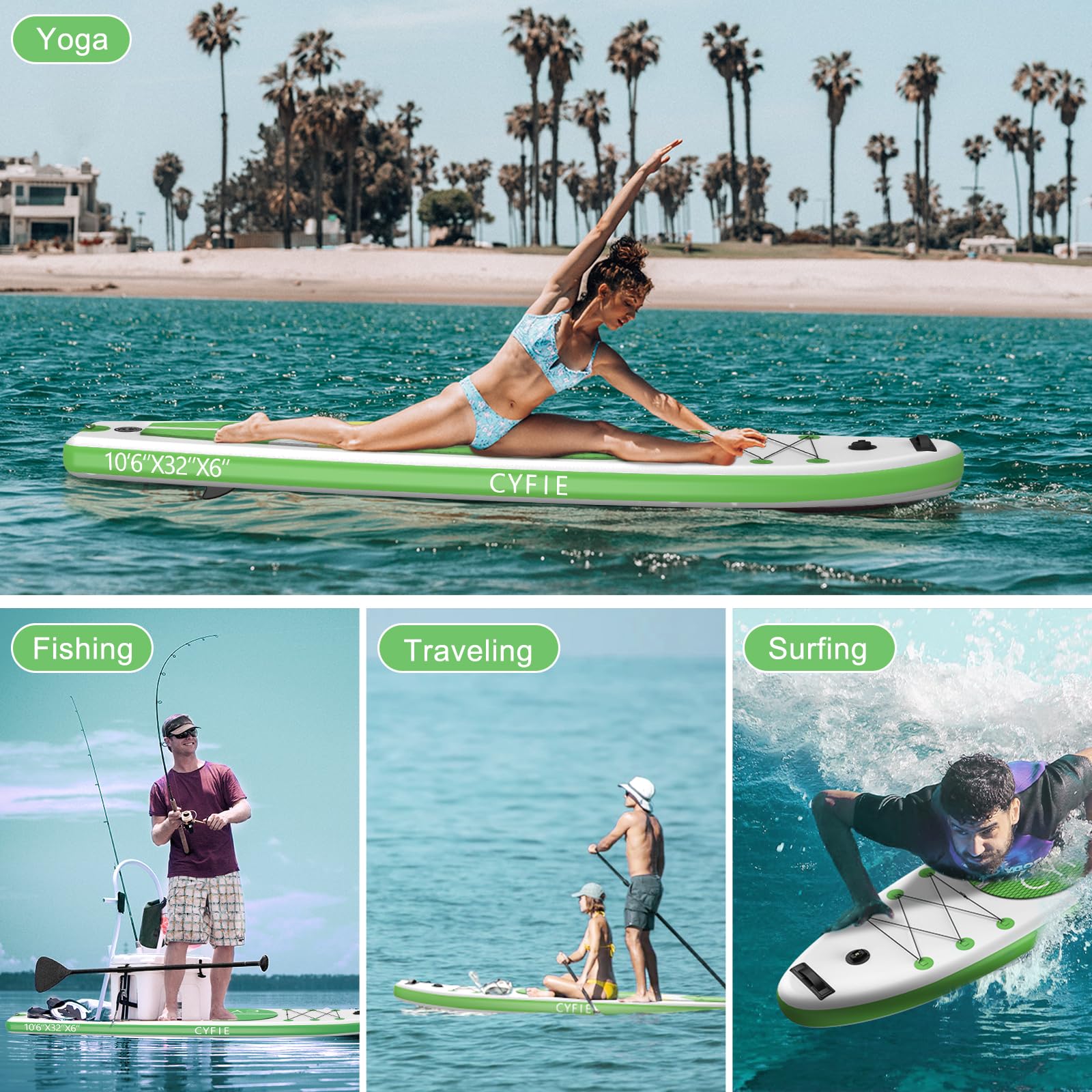 CYFIE 10'6" Hybrid Inflatable Paddle Board Set With Kayak Seat, Suitable For All, Orange