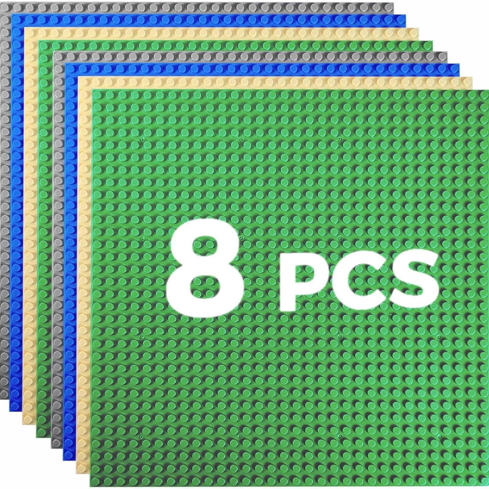 HUIZDQ Building Block Base Plates 32x32 Stud 10x10in Set of 8 4 Colors ABS