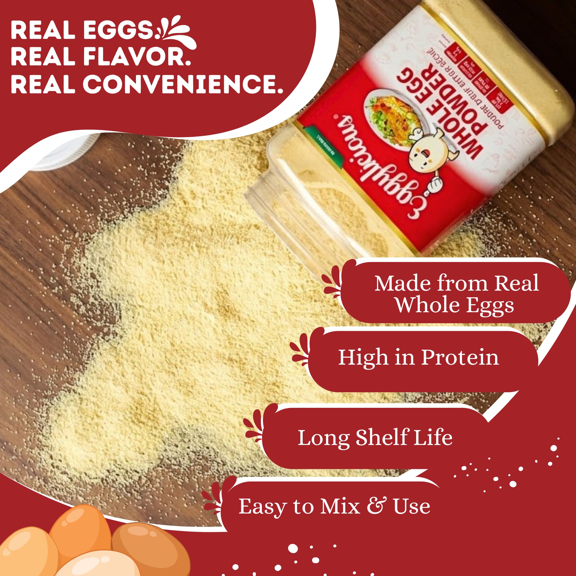 Eggylicious Ganzes Ei Pulver, getrocknete natürliche Proteinpulver, hergestellt aus frischen Eiern, weiß & Yolk gemischt, pasteurisiert, nicht-GVO, keine Zusatzstoffe 1lbs (16oz)