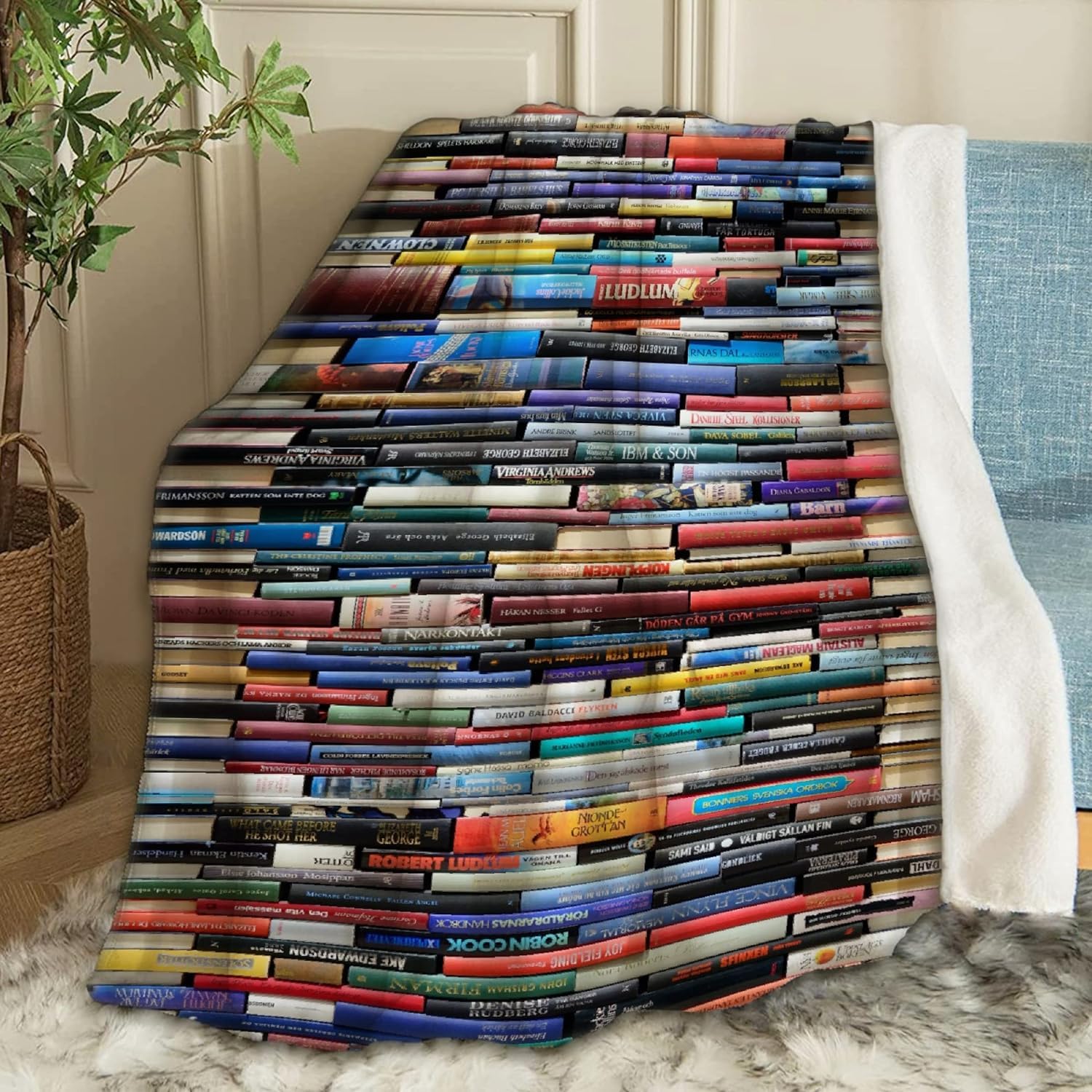 Blanket Vintage Library Bookshelf Bookcase Book Flannel Throws Decorative Flannel Blanket Colorful Throw Blanket For Bedroom Settee Couch 125x150cm