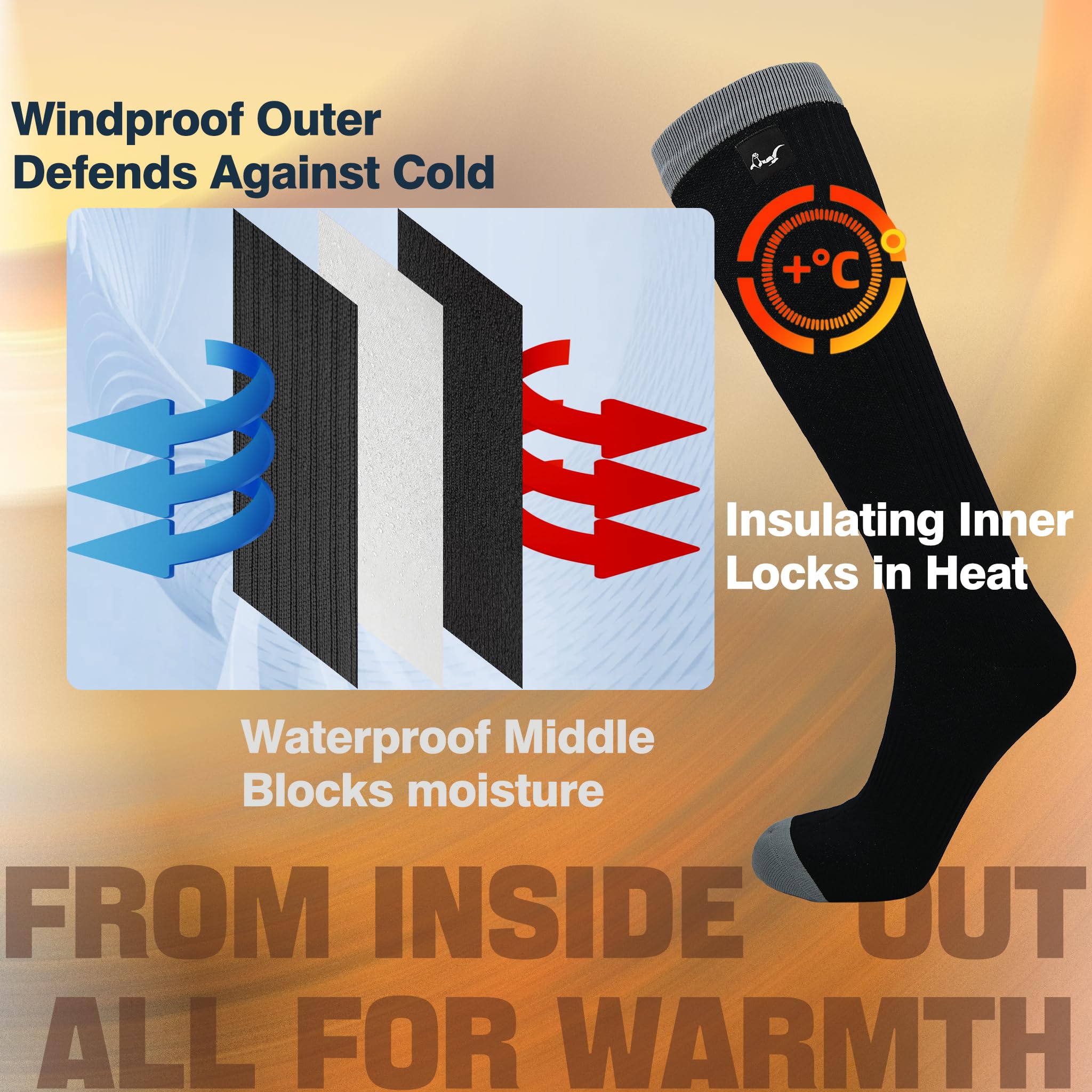 OTTERSHELL Chaussettes montantes imperméables pour homme et femme – Chaussettes d'aventure en plein air pour la randonnée, le vélo, le ski et la neige