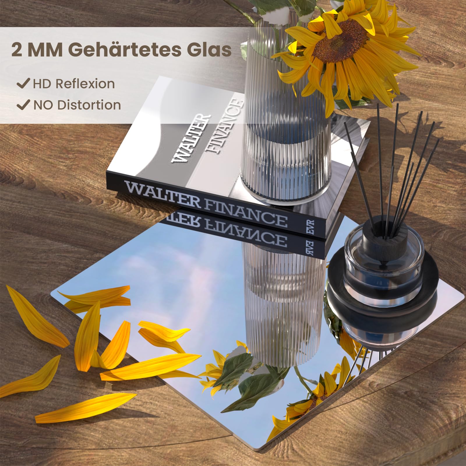 WEER Sicherer Klebespiegel Selbstklebend 4 Stück 35x29cm, 2mm Sicherheitsglas Wandspiegel, HD DIY Türspiegel, Ganzkörperspiegel, Badezimmer Ohne Bohren, Schlafzimmer & Kinderzimmer