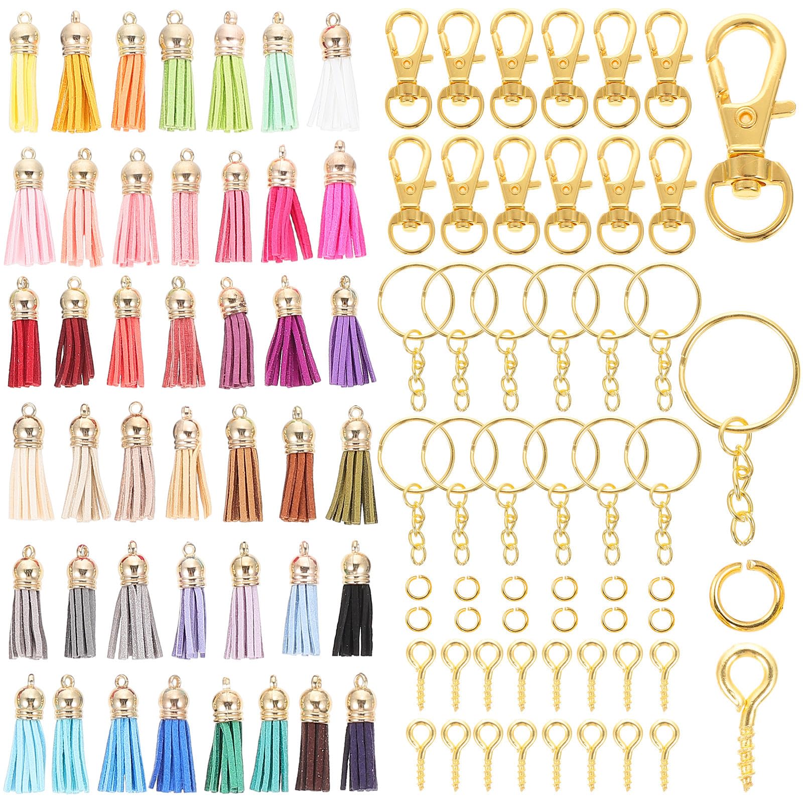Kit fabrication porte-clés pompon cuir SUPVOX avec anneaux et pendentifs inclus pour DIY