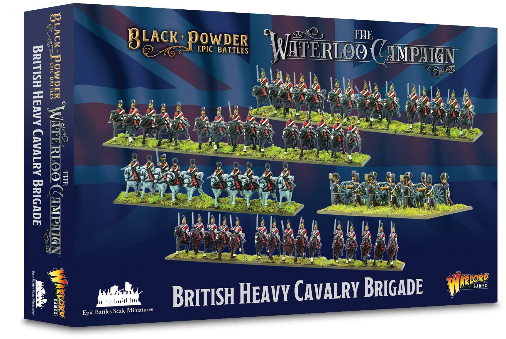 Warlord Black Powder Epic Battles Waterloo: British Heavy Cavalry Brigade Tabletop Miniatures - Plastic Paintable Miniature 1700-1900 Soldiers Set, Table Top 28mm Military Minifigures for Adults