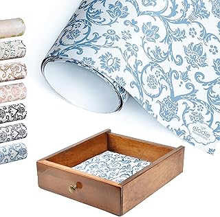 Elodie Essentials 6 Scented Drawer Liners Non-Adhesive Paper Sheets for Home Closet Shelves, Cabinet and Dresser Drawers - Royal Damask Print - 14 x 19½ Inch (Fresh Linen)
