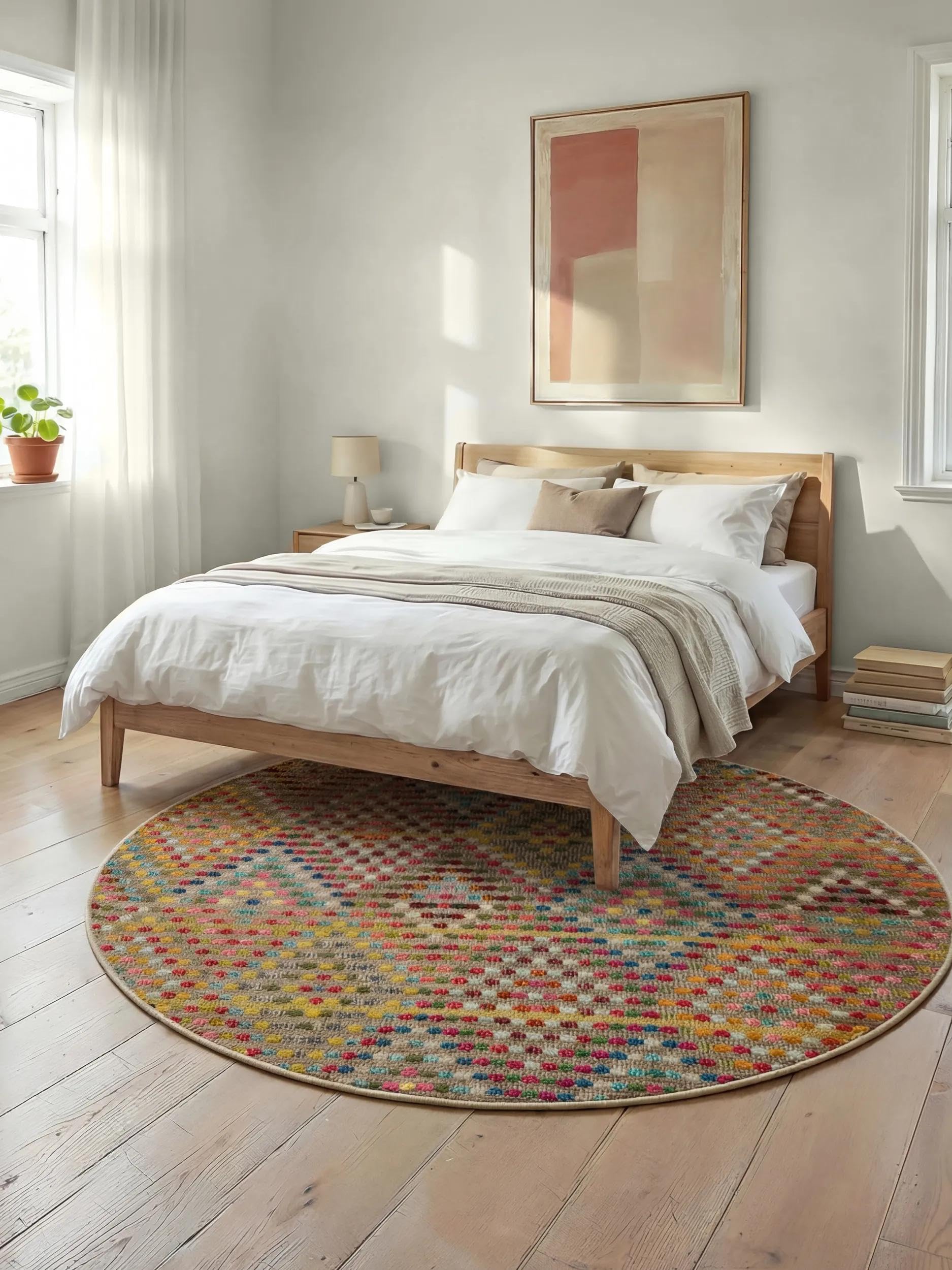 benuta Nest Vintage Teppich Casa - Mehrfarbig 120 cm rund - Teppich für Wohnzimmer, Schlafzimmer und Flur - Pflegeleicht - Fußbodenheizung Geeignet
