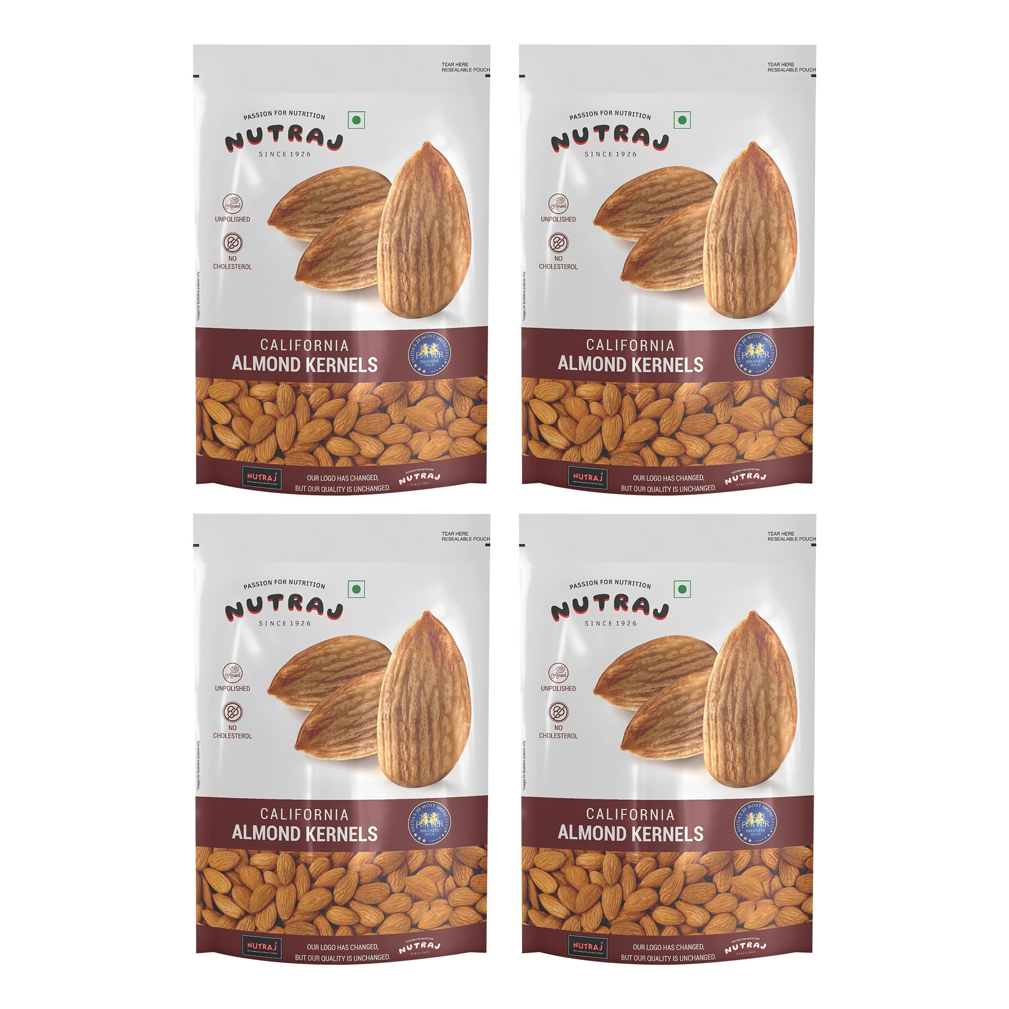 California Almonds Whole 1kg (250g x 4) Pouch Pack | Dry Fruits | Whole Badam