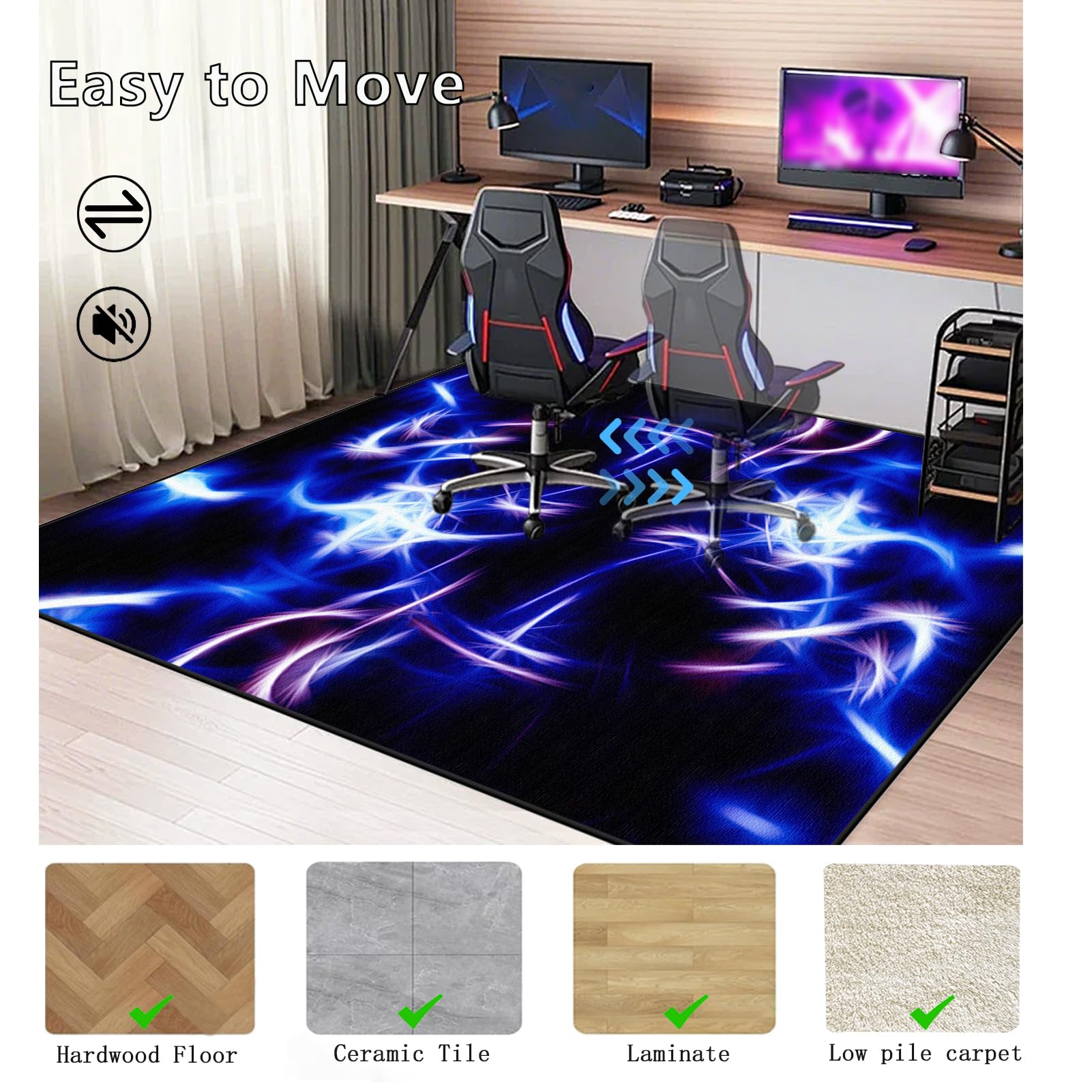 Mata na krzesło biurowe, dywan na krzesło do gier, ochrona podłogi krzesło na kółkach, 200 x 230 cm mata do gier podłogowa, mata ochronna z drewna / płytki do pokoju gier, biura domu