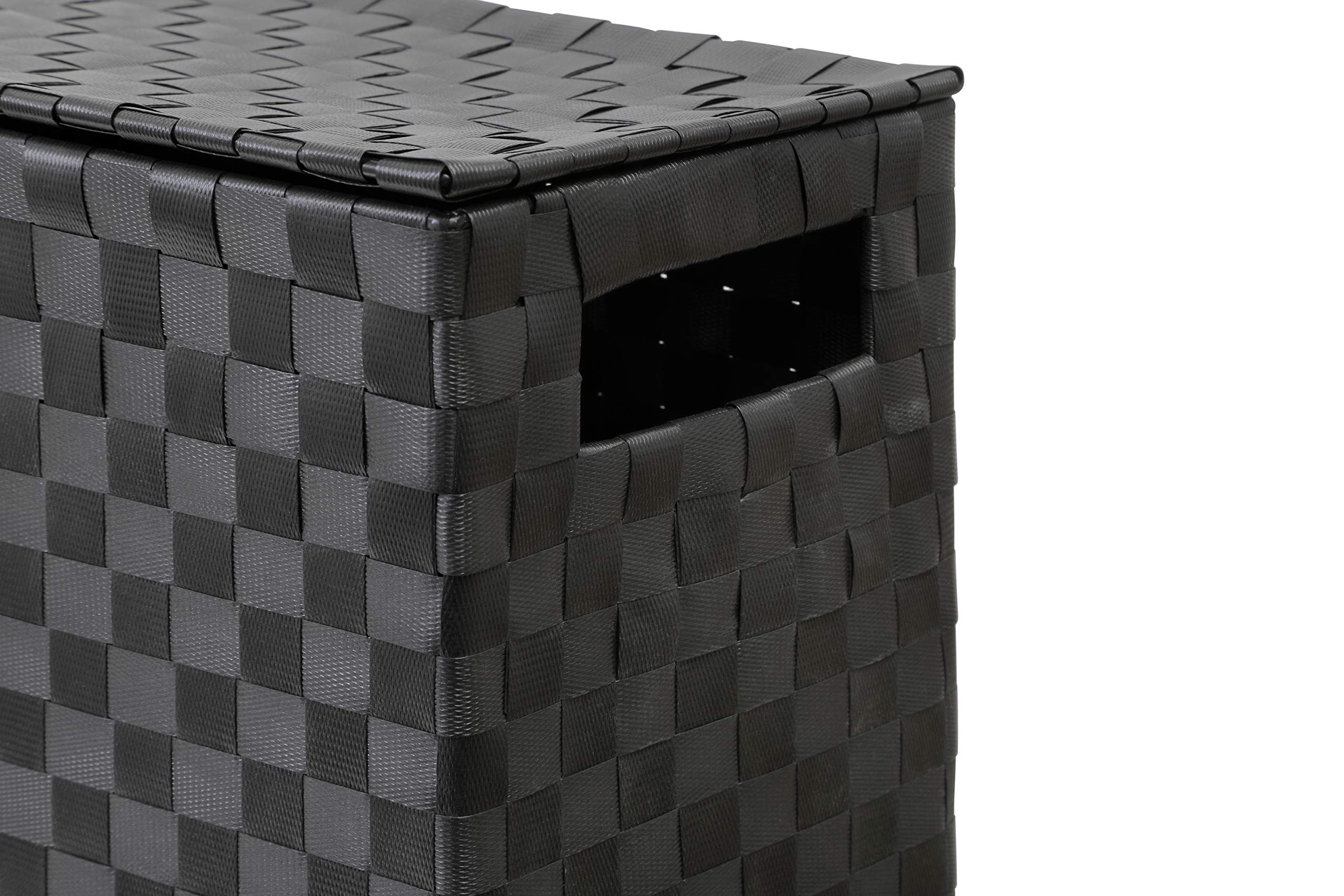 ARPAN - Portarotolo multiuso autoportante in polipropilene intrecciato su telaio in metallo, ideale per bagno o toilette, nero, 15 x 49,5 x 39 cm