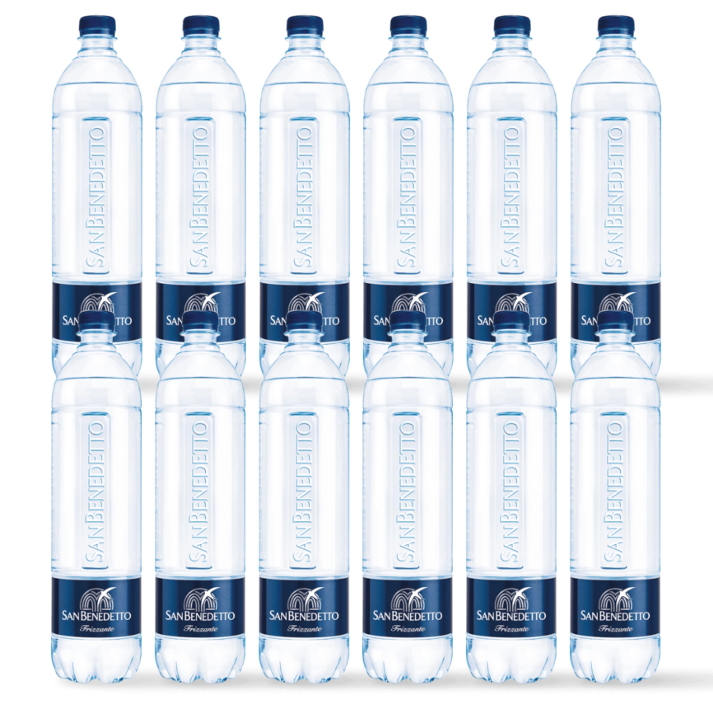 Acqua San Benedetto Tower Frizzante 1l | Acqua Minerale Frizzante Tower Icon Fonte Benedicta | Confezione da 12 Bottiglie di PET da 1000ml