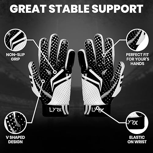 Miniatura 3 de Guantes profesionales receptores de fútbol con palma de silicona óptima, control de agarre antideslizante, ultra adherente, guantes deportivos