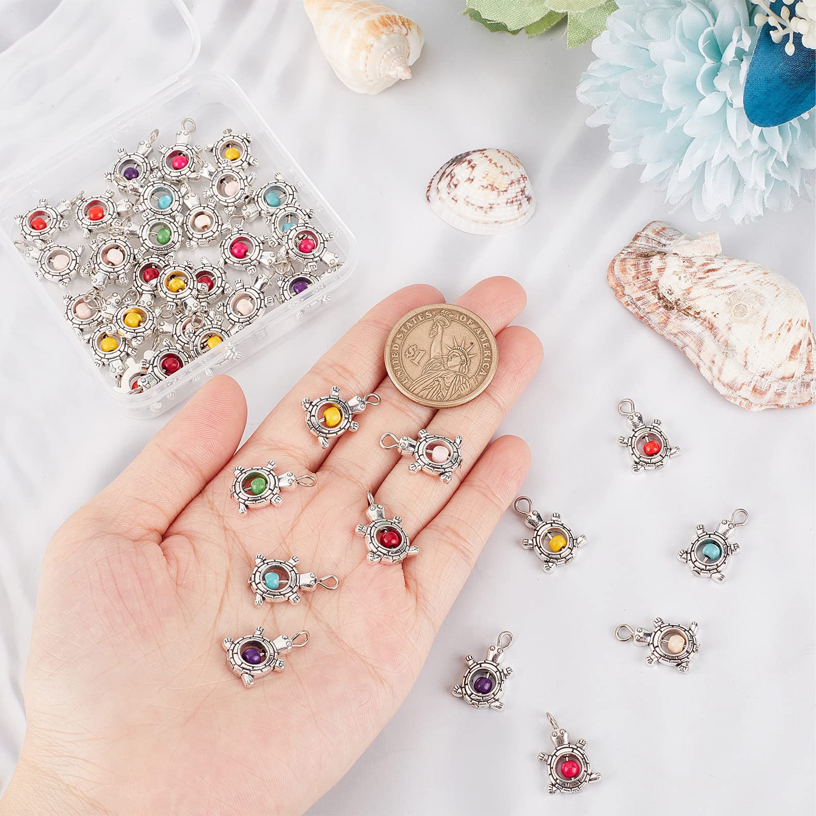 Sunnyclue 1 Boîte De 100 Breloques Tortues En Gros Pour Création De