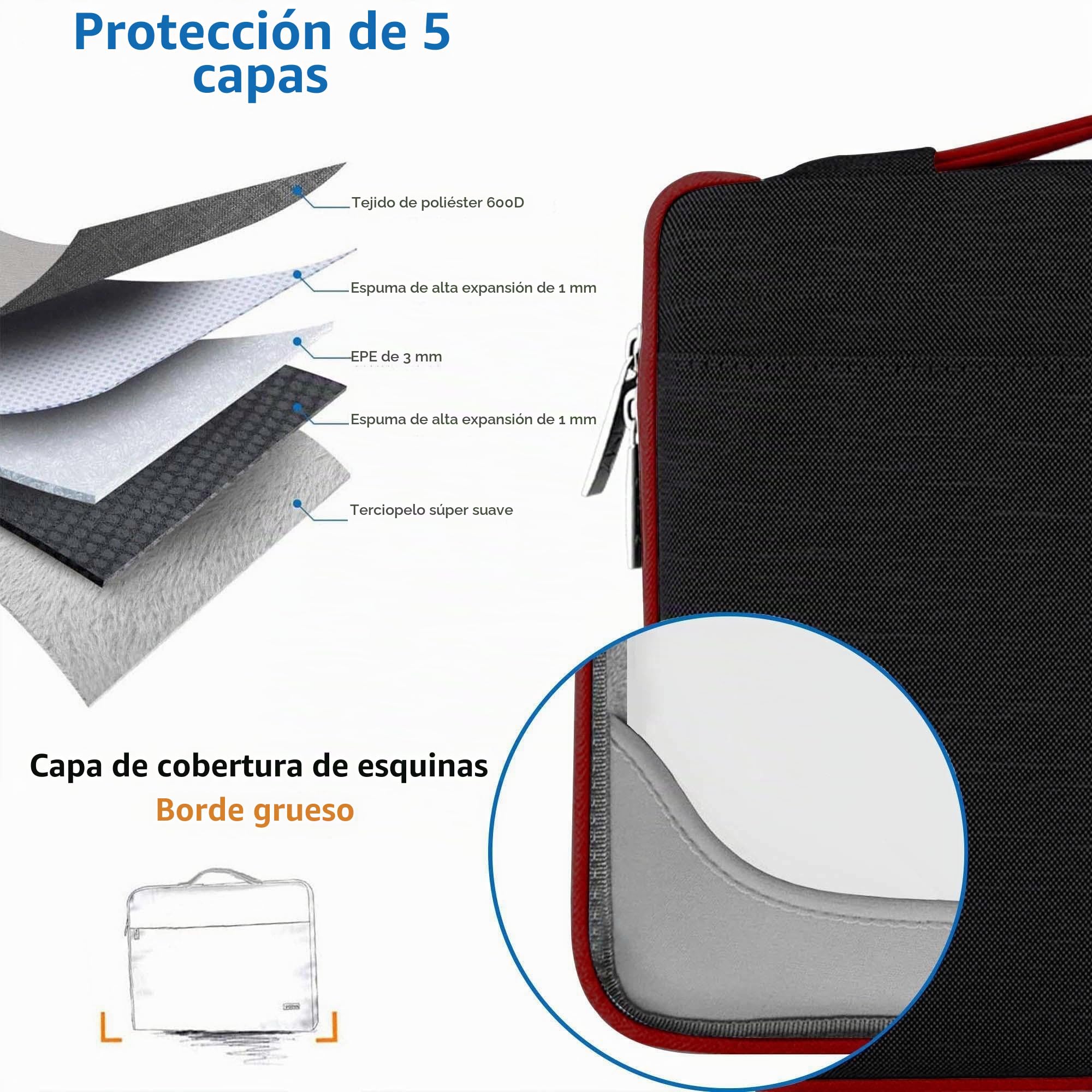 HSEOK Maletin Portatil 15 15,6 16 Pulgadas Funda Protectora Delgada Impermeable para MacBook Pro 15 16 y 15"-16" Laptop Ultrabook Chromebook, DELL HP Lenovo Acer Ausu y más,B02K02