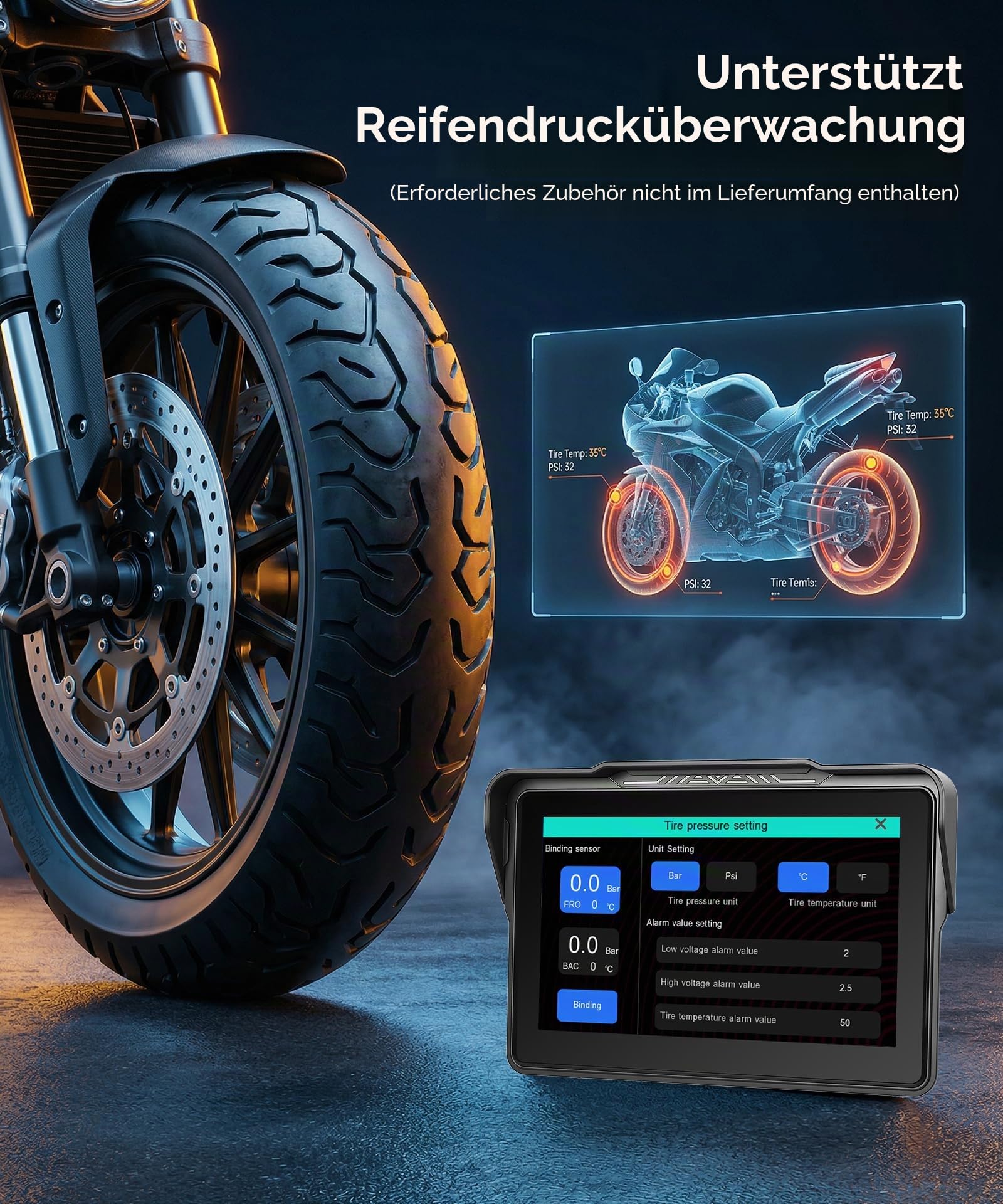 Rimoody 7 Zoll Carplay Bildschirm für Motorrad, Kabellos Carplay & Android Auto Display für Motorräder, Wireless CarPlay Autoradio für Krafträder, IP68 Wasserdichter, Bluetooth, Sprachsteuerung, GPS