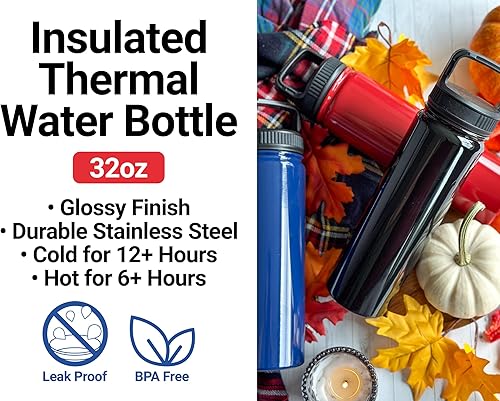 R and R Imports Wichita State Shockers - Botella de agua de acero inoxidable de doble pared con aislamiento negro grabado de 32 onzas