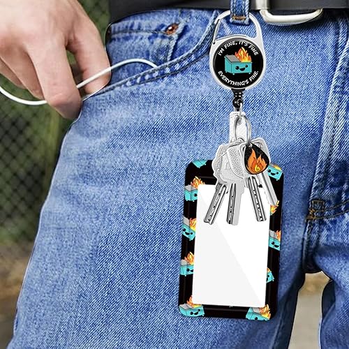 Miniatura 6 de Carrete retráctil para tarjetas de identificación con colgante y llavero para tarjeta de fuego, protector de identificación vertical para enfermera,