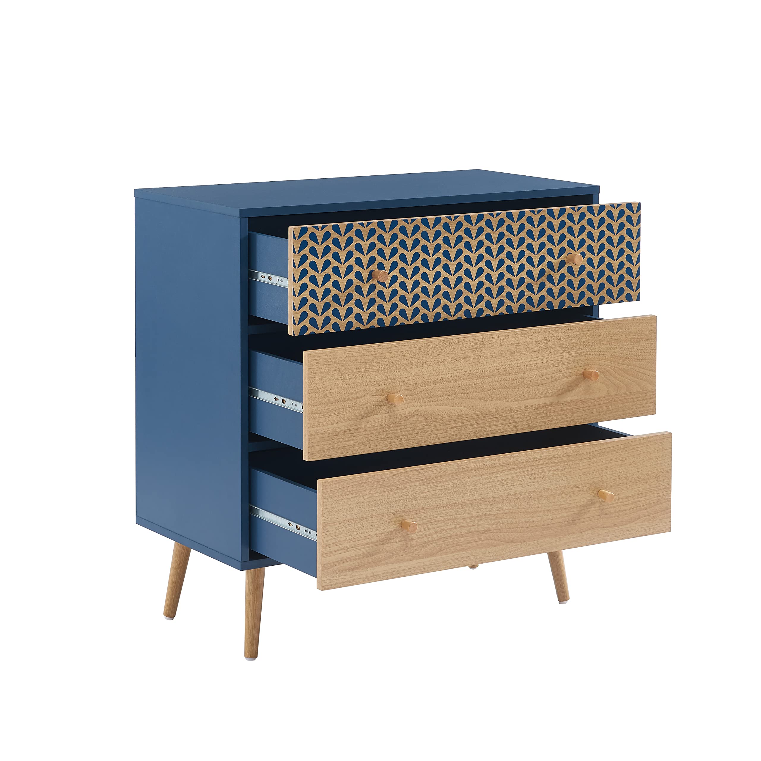 BAÏTA Table De Chevet Capucine Blanc Et Effet Chêne 40cm