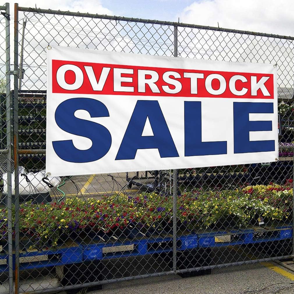 Vinyl Banner Multiple Sizes Overstock Sale Red Blue Business Outdoor Weatherproof Industrial Yard Signs 4 Grommets 16x40Inches