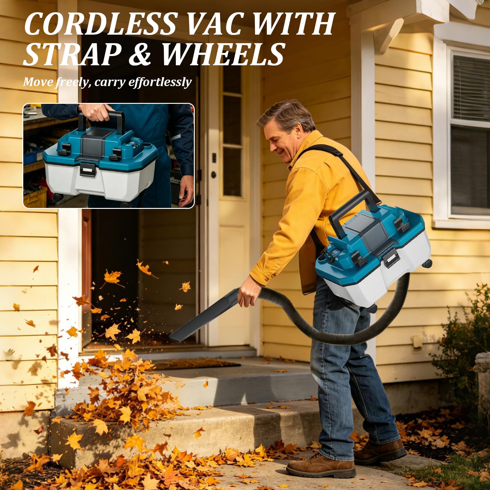 Aspiradora de Sólidos y Líquidos Compatible con Batería Makita 18V, con Filtro HEPA, Depósito de 10L, 18KPa Potencia, Aspiradora de Taller Portátil para Hogar, Garaje y Coche (Sin Batería)