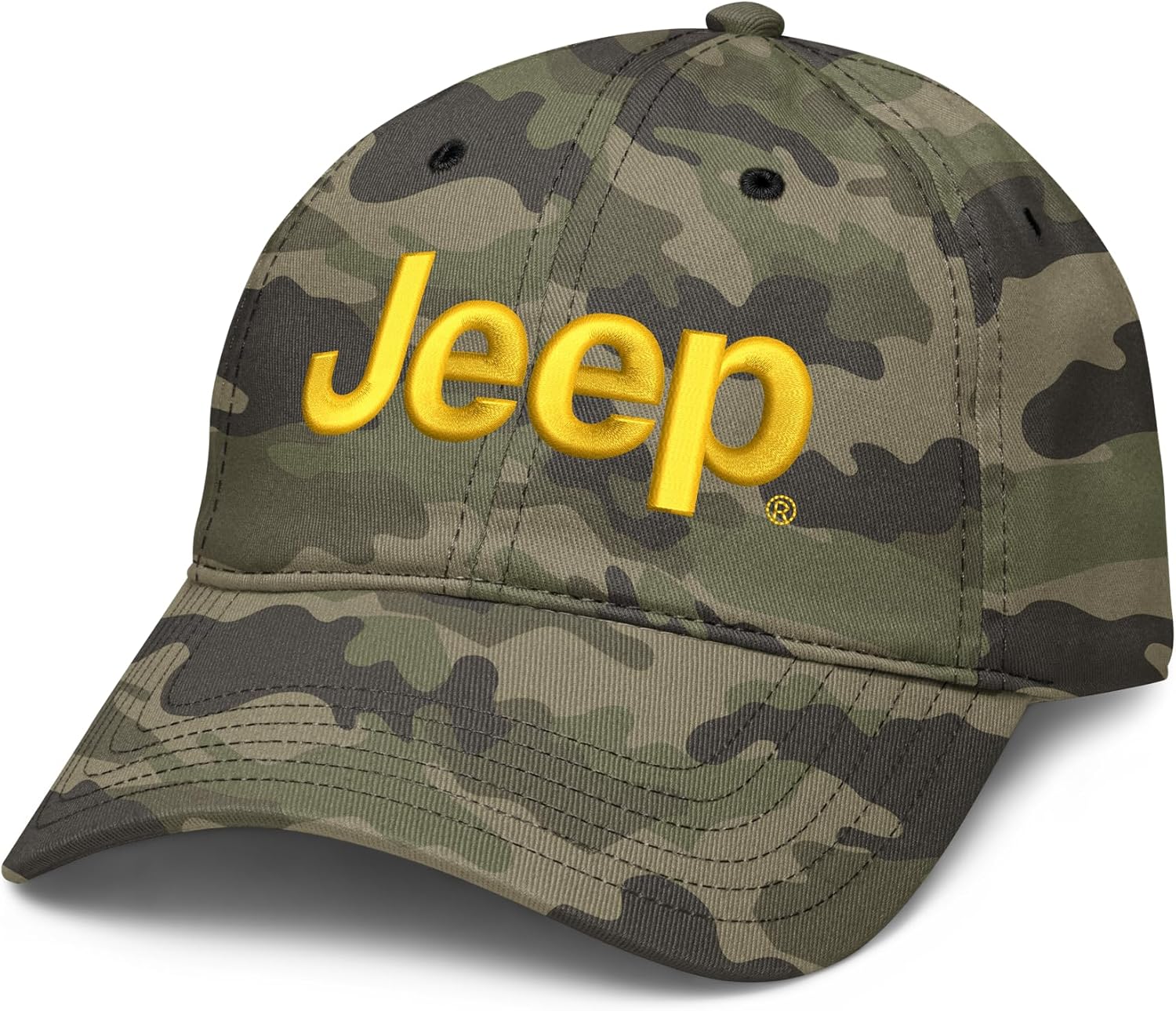 Jeep Yellow Cap Adjustable Puff Embroidered Baseball Hat