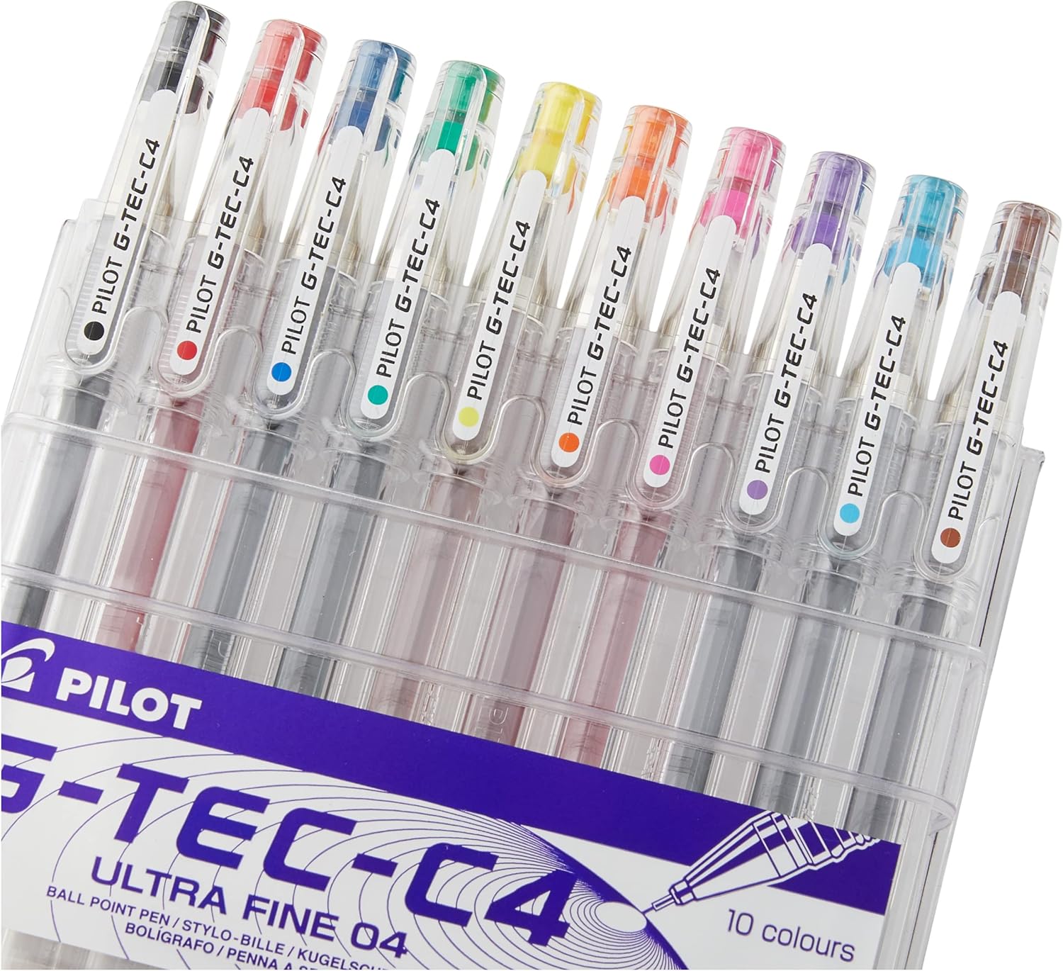 Pilot G - Tec C4 Gel Microtip Rollerball 0.4 mm - Assorted, Pack of 10