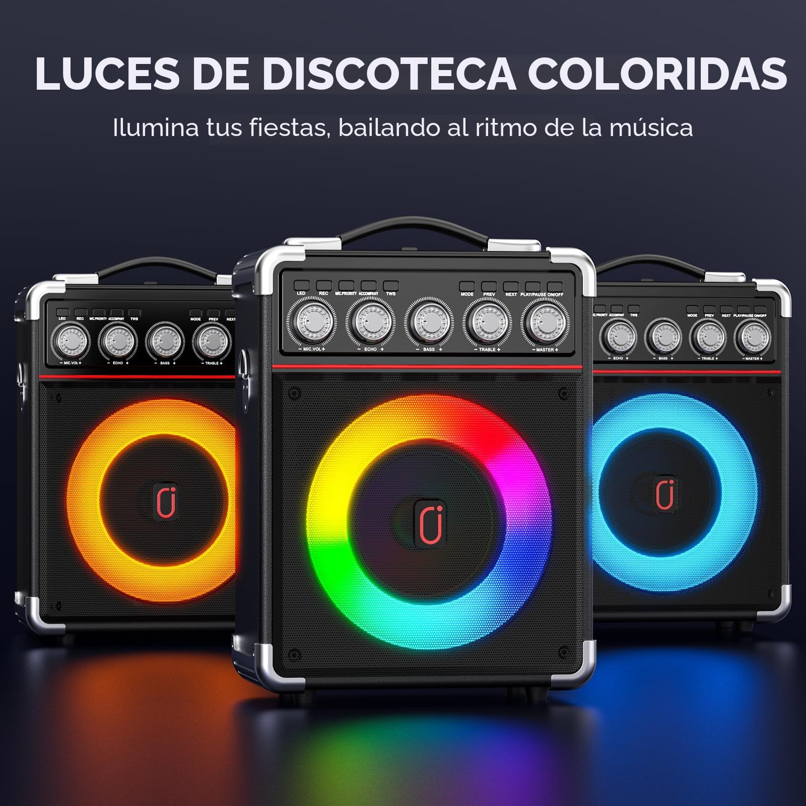 JYX Karaoke 2 microfonos inalambricos, portatil Karaoke Profesional Completo, Altavoz Karaoke de Sistema PA potatil y Luz LED y Mando a Distancia, soporta Bluetooth/TF/USB/AUX/TWS