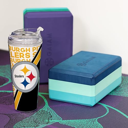 Miniatura 116 de Rico Industries NFL Football - Vaso de acrílico de 24 onzas con tapa con bisagras, vaso de doble pared con licencia oficial para fanáticos de la NFL