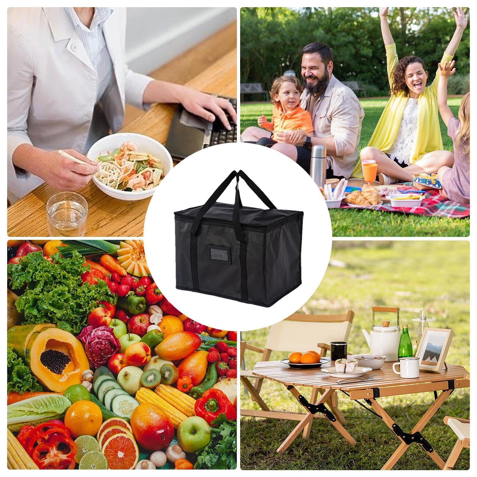 Lebensmittel-Liefertasche, 40 l, isolierte Thermotasche für warme und kalte Speisen, ideal für Catering, Lebensmitteltransport, große Thermotasche für Lebensmittel, kommerzielle Qualität,