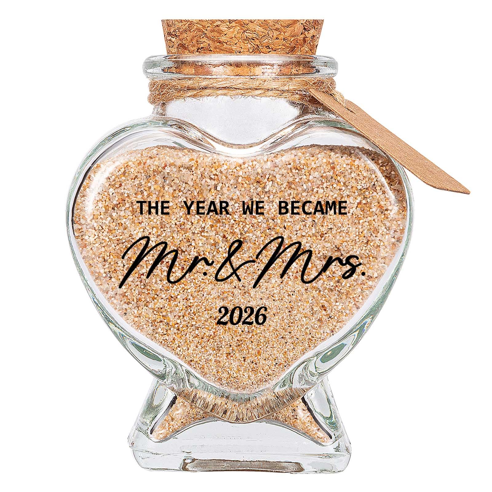 Tunguris Become Mr&Mrs 2026 Mr&Mrs 2026 Sand Keepsake Jar, Bridal Shower, Wedding, Engagement, Honeymoon, Travel Gift For Couples, Newlywed, Fiance(Gift Box Includes) - The Year We