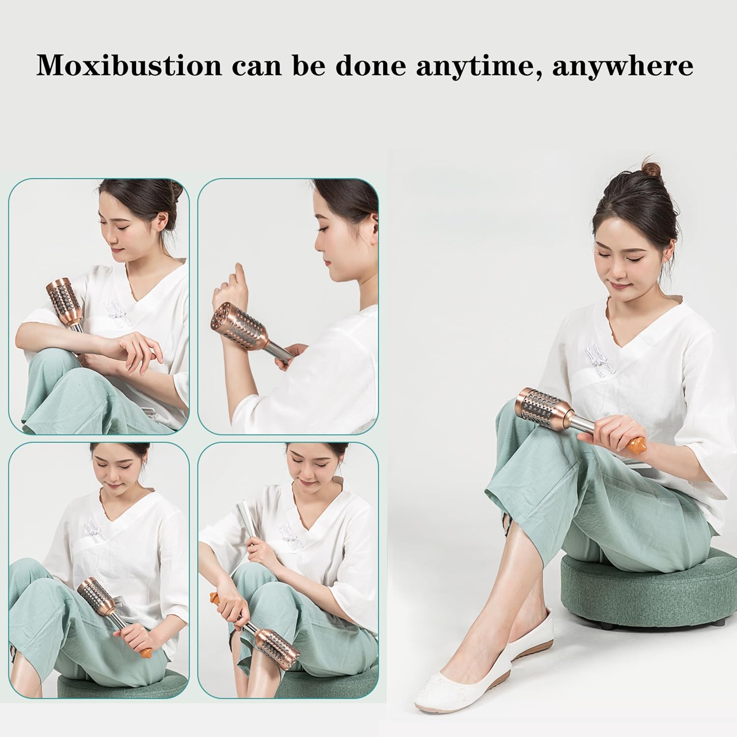 Moxa Stick Burner Holder Moxibustion Tool,Portable Moxa Strips Burner Holder,Stainless Steel Wormwood Mugwort Moxibustion Box Healing Tool