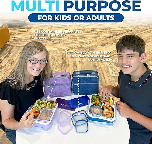 Miniatura 5 de Bento - Juego de Lonchera para almuerzo o refrigerio, a prueba de fugas, con recipientes, para niños y adultos, libre de BPA, apto para microondas y