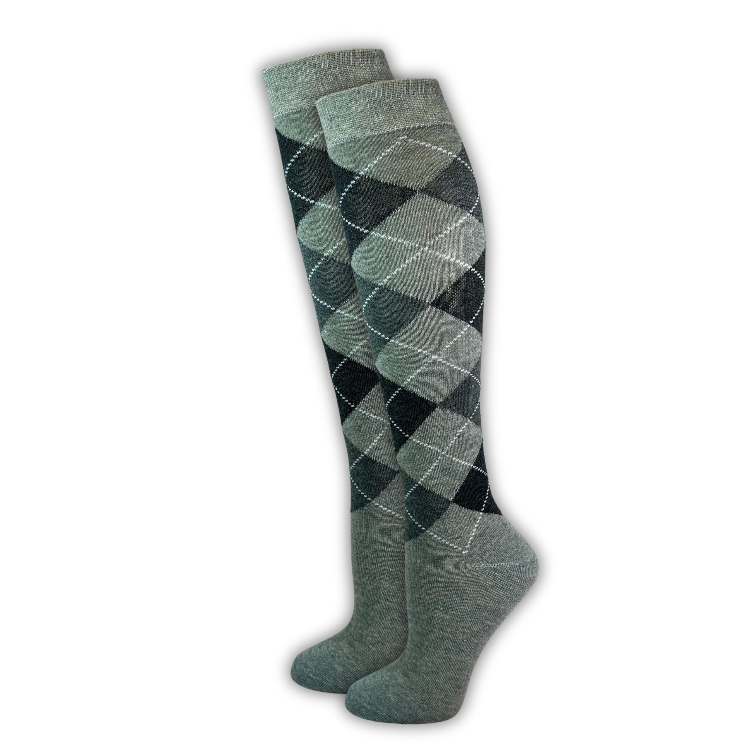Generisch Lot de 6 paires de chaussettes d'équitation pour femme - Taille confortable - Coton - À carreaux - Respirantes
