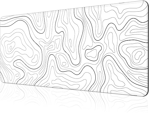 Alfombrilla de mouse grande para juegos, XL, minimalista, topográfico, mapas topográficos, alfombrilla de mouse larga de 31.5 x 11.8 pulgadas,