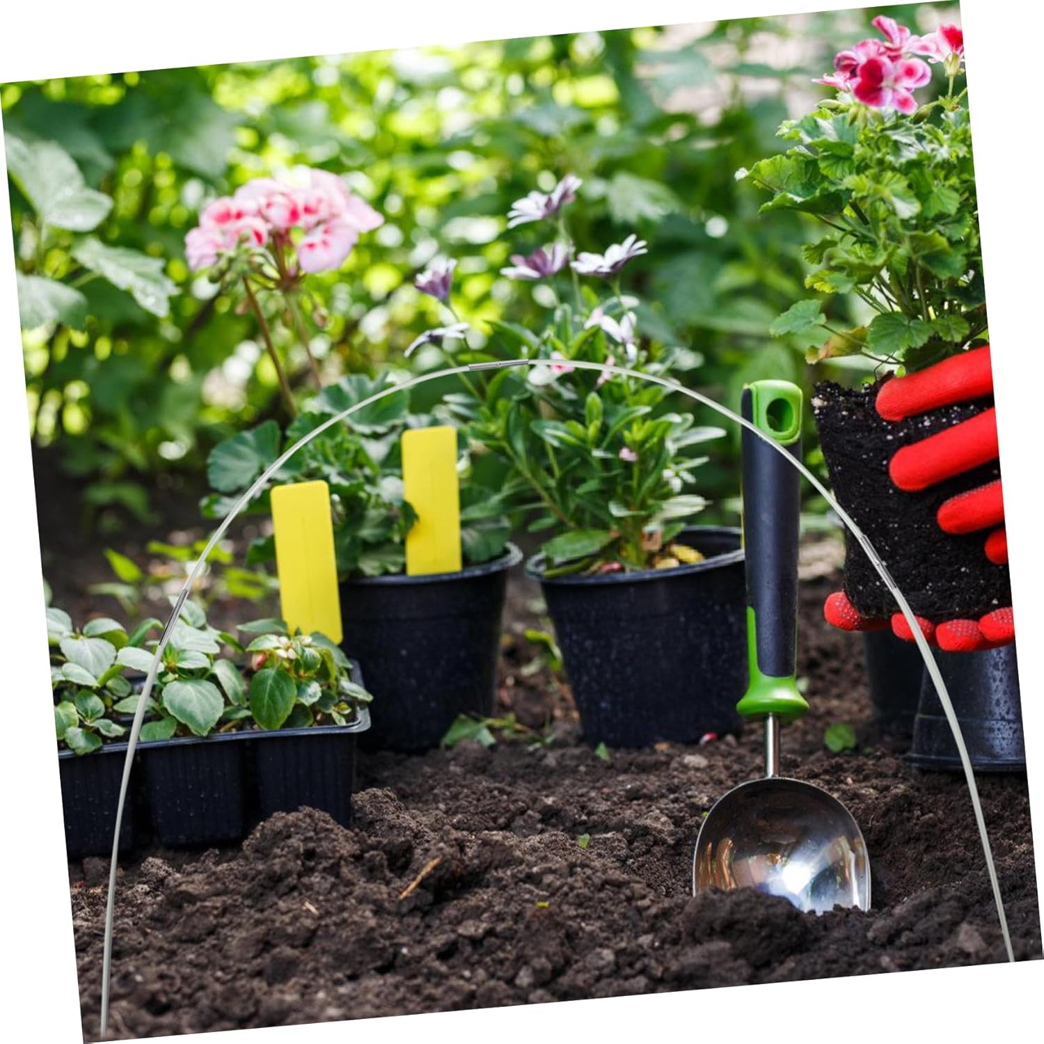 1Set Garden Hoops for Raised Beds Flexible Fiberglass Plant Support Kit Durable Tunnel Holders for Greenhouse for Plant Protection with Arches
