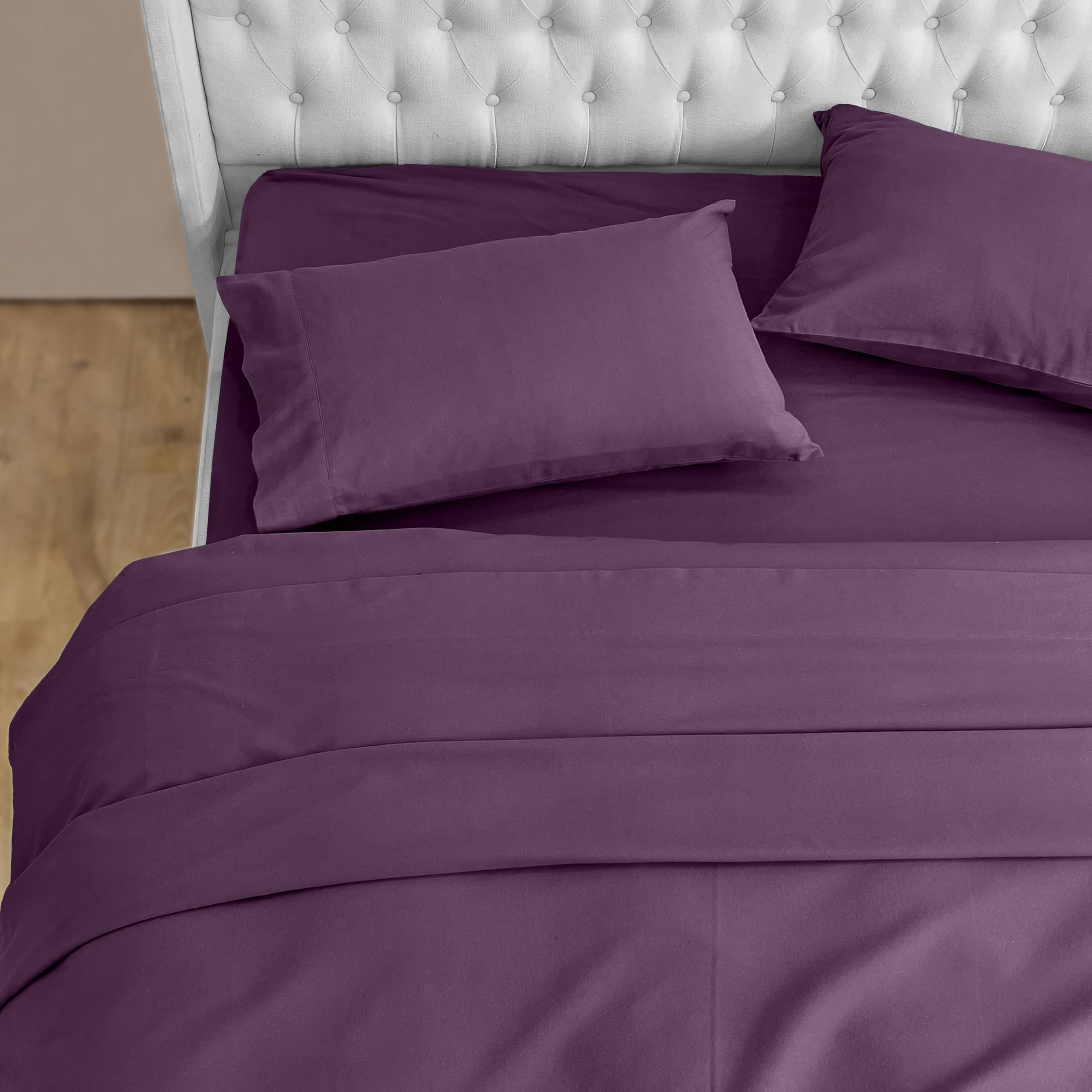 Elegant Comfort Miękkie 4-częściowy zestaw pościeli flanelowej w 100% z tureckiej bawełny – jakość premium, prześcieradło z gumką z głęboką kieszenią, ultramiękkie, przytulne ciepłe i odporne na