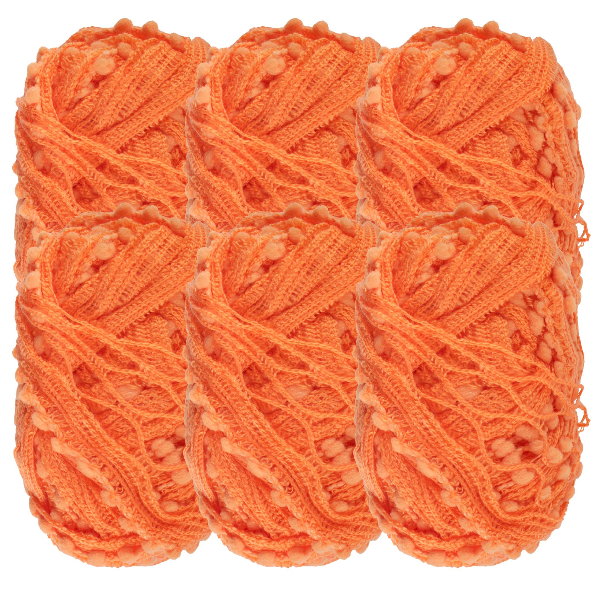 Hilo con pompones de red JubileeYarn mandarina de alta esponjosidad para tejedores