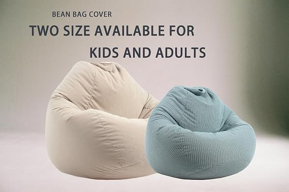 ENBAOHUI Stuffed Animal Storage Bean Bag Chair Cover (No Filler) Washable Ultra Soft Corduroy Bean Bag Cover for Organizing Plush Toys, Bean Bag for Adults