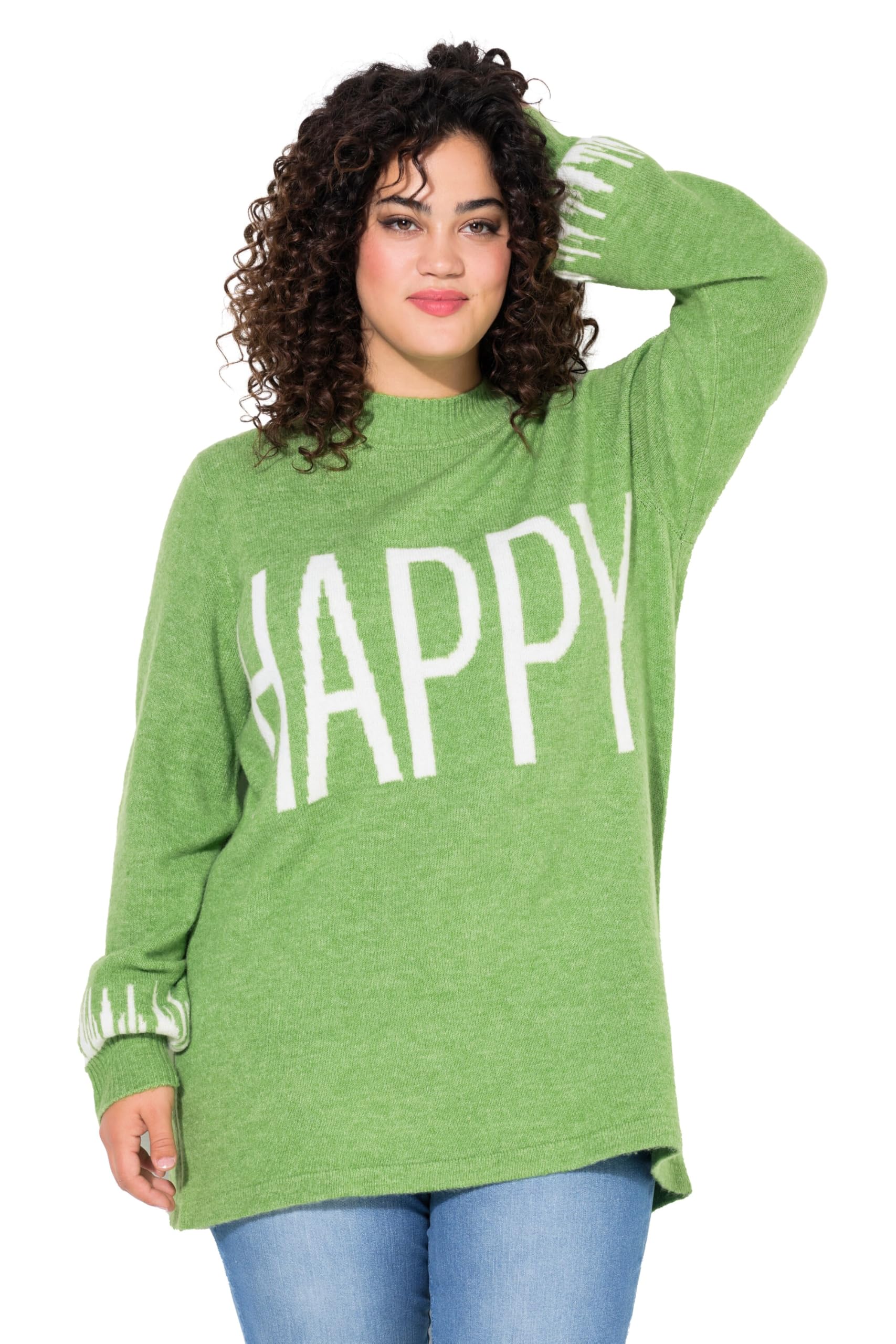 Angel of Style Damen große Größen Übergrößen Plus Size Pullover, Happy-Statement, Ballon-Langarm 837599