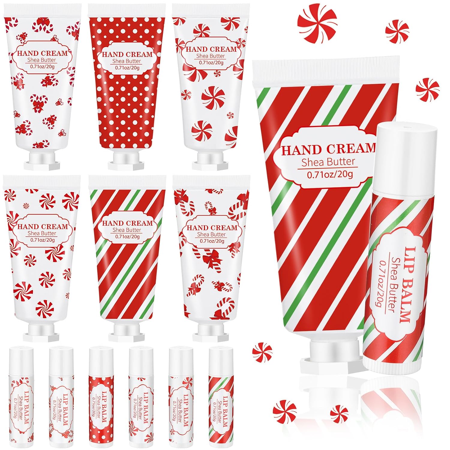 Leelosp 12 Pcs 6 Sets Christmas Hand Cream Lip Balm Gift Sets Bulk