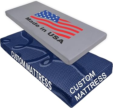 High Density Foam Mattress Custom Size Mattress for Bed, RV, Daybed, or Bunk Medium Firm or Firm Feel, Optional Gel Memory Foam Add-on, Machine Washable Zipper Cover, Made in USA.