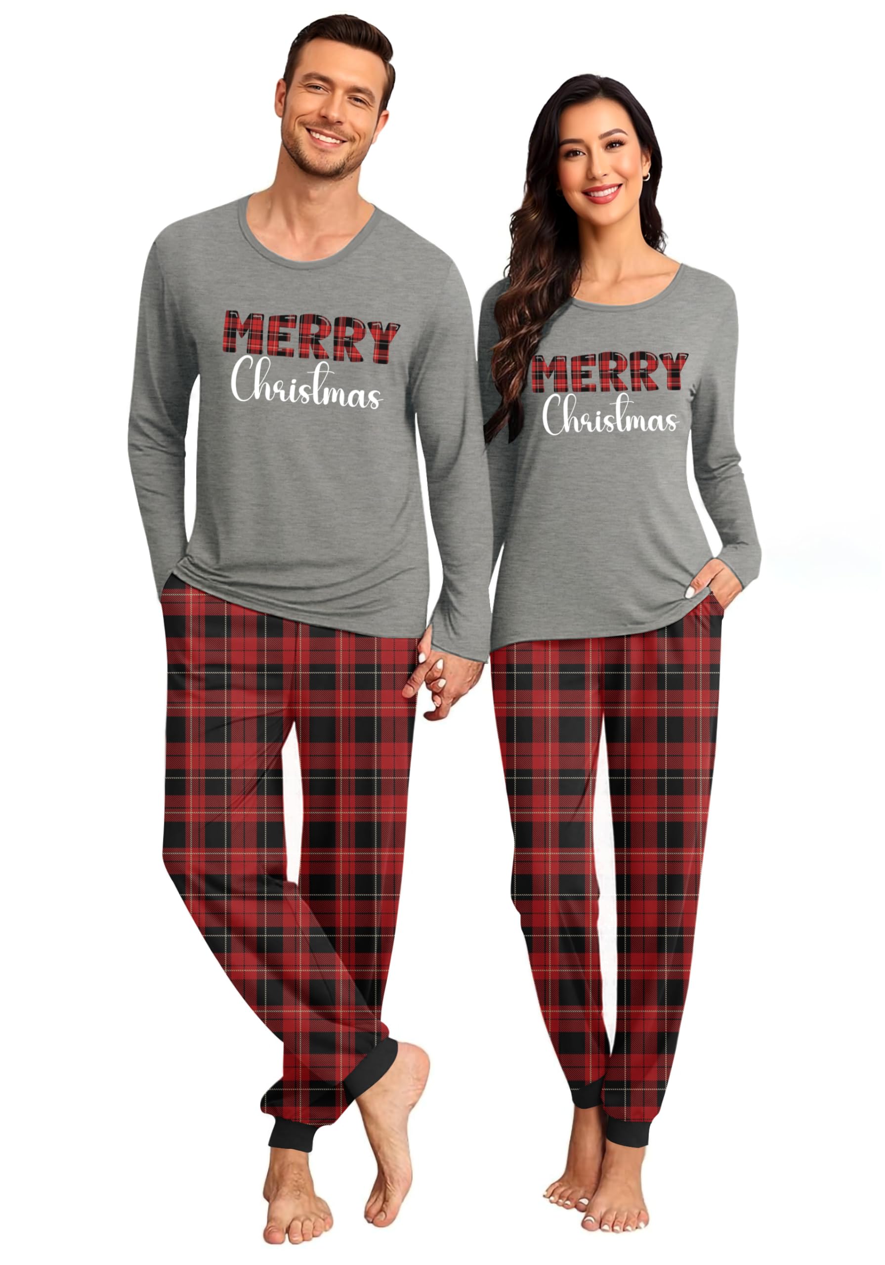 Couples Christmas Pajamas Xmas Pj Set for Men and Women 2 Piece Sleepwear With Pockets-image-44