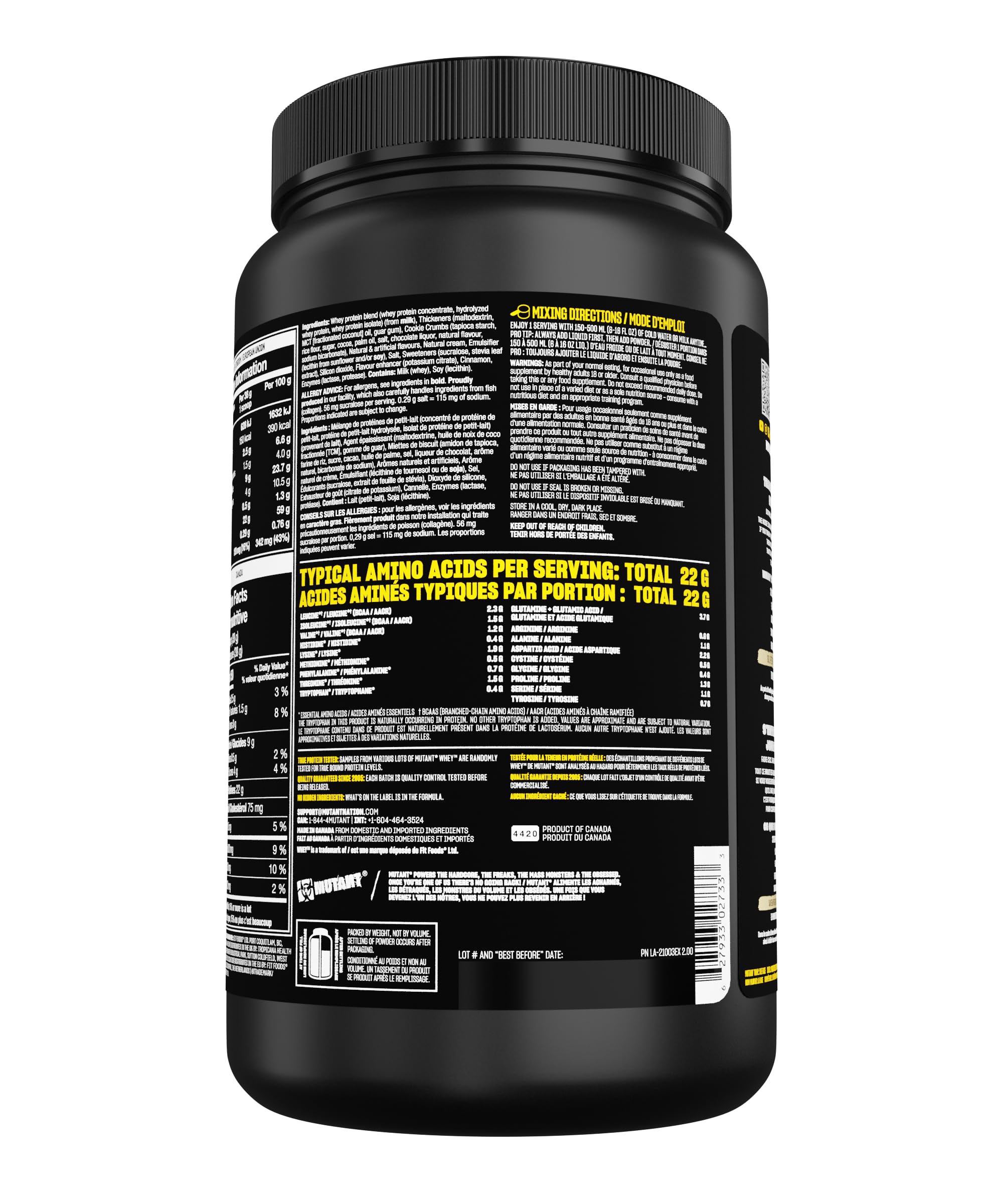 Mutant WHEY, 100% Whey Protein Powder, 908 g, Cookies & Cream