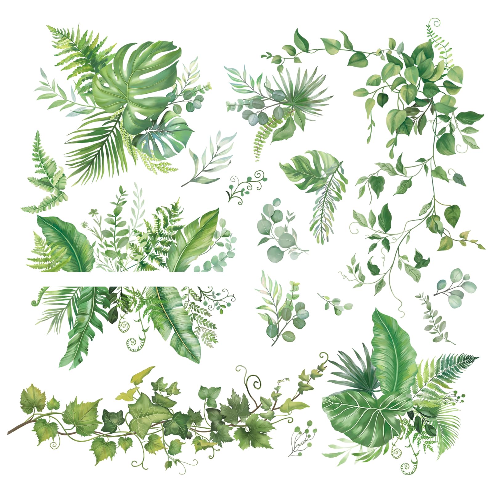 FUFUQUARE Green Leaves Wall Stickers Vines Branches Plants Wall Decal Removable Peel and Stick for Bedrooms Living Room Entrance Door Mirror - Image 4