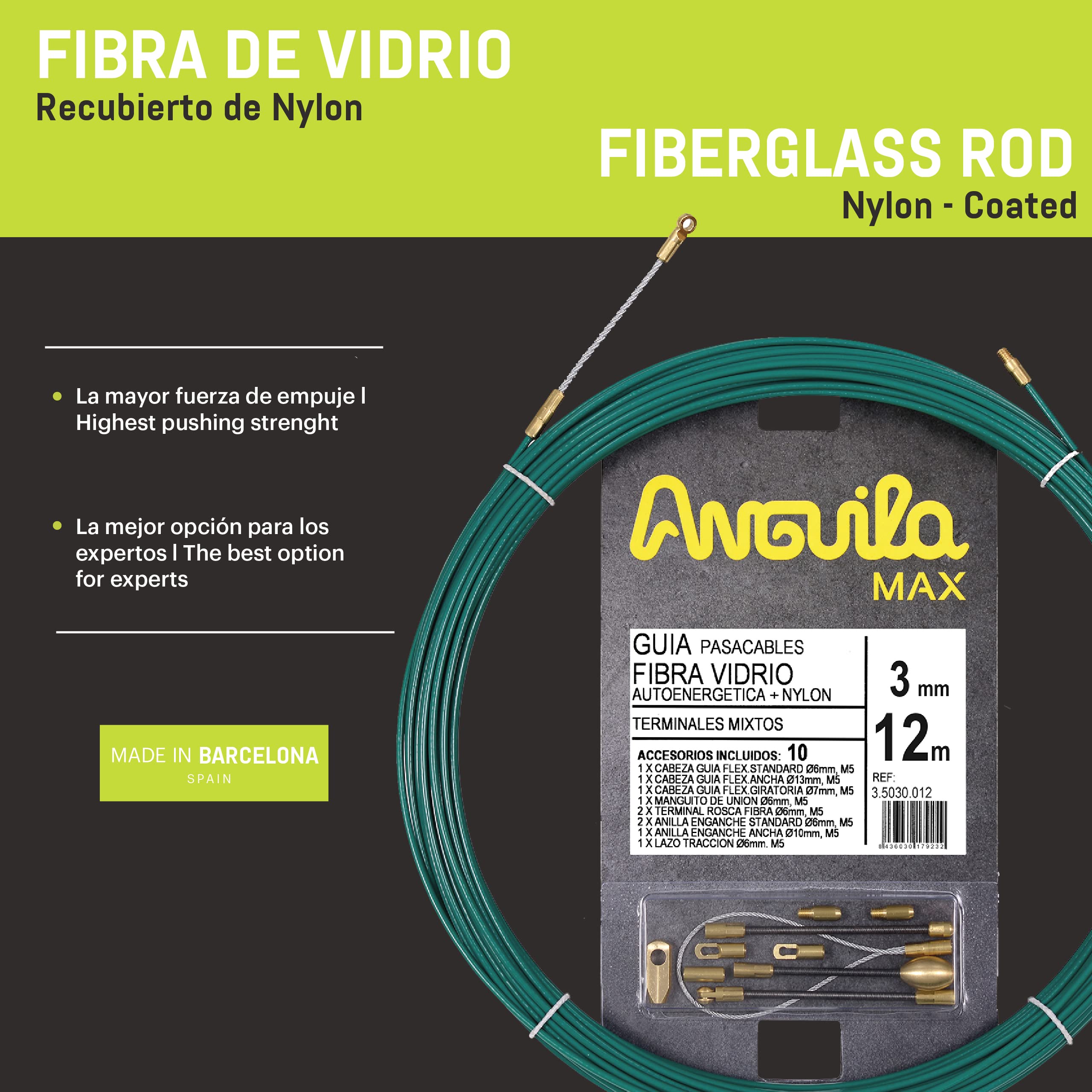 Anguila Max Enrollador Winder con Guía Poliéster Mono T. Mixtos ⌀3mm 12m
